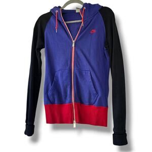 Nike Women's S Zip Up Hooded Jacket Purple Red Black Pocket 2011 Y2K Skater